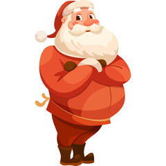 Pixelated Santa Claus Standing With Arms Crossed Wearing Red Suit And White Trimmed Hat Christmas Character Illustration