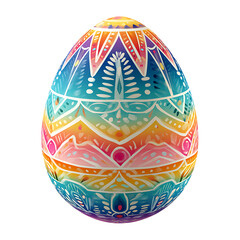 Ornate Easter Egg Illustration with Intricate Patterns on Transparent Background