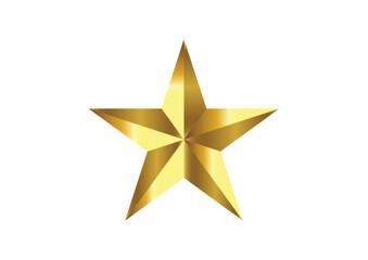 Golden Star Icon – Metallic 3D Award Symbol on White. gold star isolated on white