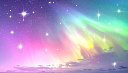 レインボーカラーのオーロラ