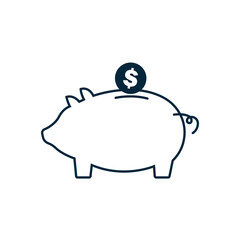 Piggy bank icon vector isolated on white background