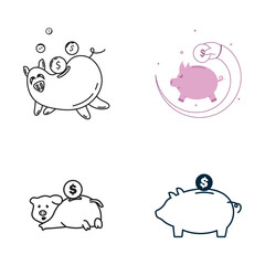 Piggy bank icon vector isolated on white background