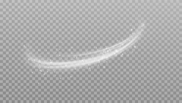 Transparent air flow effect with smooth wind motion. Isolated vector illustration of a fresh breeze for cooling, cleaning, or air circulation designs.