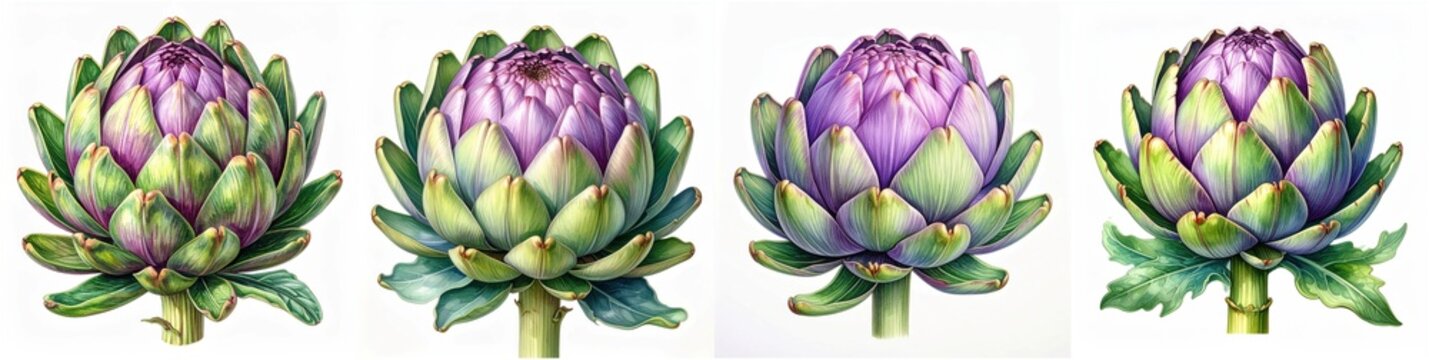 Artichoke bright and cheerful colored pencil artwork with realistic texture and precision.