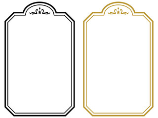 アンティークデザインのフレームセット/縦長/黒/ゴールド/イラスト/素材