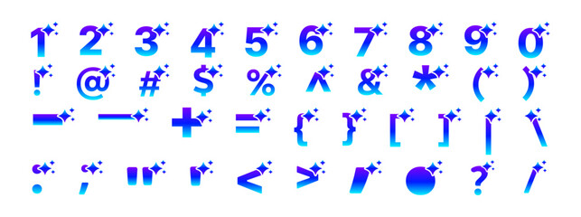 Generative AI Sparkle Gradient Numbers and Symbols Icon Set Modern Typography Characters for UI Vector Collection