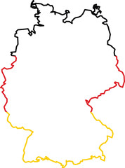 map outline of Germany in flag colors 