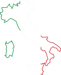 map outline of Italy in flag colors 