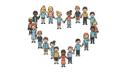 Diversity and Unity Heart Shape of People Holding Hands Together