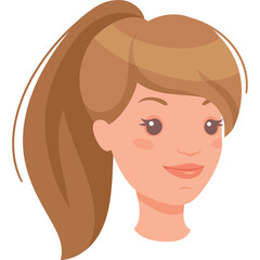 Portrait of a Young Woman With a High Ponytail and a Friendly Smile Caucasian Ethnicity on a Transparent Background