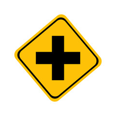 Flat Style Detailed Intersection Ahead Warning Road Sign Graphic Element