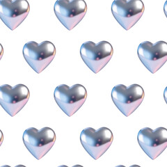 3d heart seamless pattern. Valentines day heart texture on white background