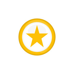 Glossy Style Yellow Star in a Circle Badge Icon Illustration