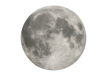Naklejka premium Full moon showing craters and mare on a transparent background, representing space, astronomy, and celestial science