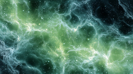 Green Cosmic Nebula with Electrical Energy