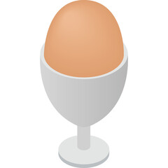 Light Brown Egg In White Egg Cup On Transparent Background