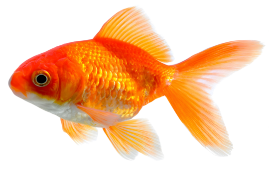 Vibrant Orange Goldfish Swimming Transparent Background - Powered by Adobe