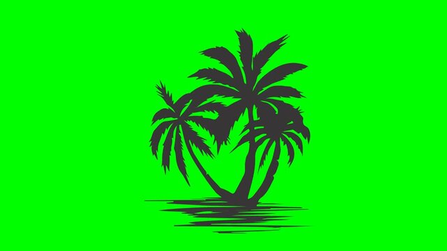 palm tree silhouette,palm animation, video,animation palm, tree, beach, tropical, island, nature, summer, vector, illustration, sun, silhouette, sea, plant, palm tree, travel, coconut, leaf, paradise,