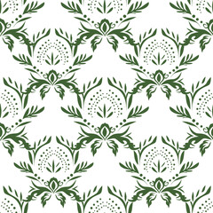 Elegant Blue and White Damask Wallpaper Pattern. Vintage Floral Baroque Background