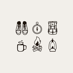 Minimal Camping Line Icons Collection
