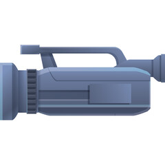 Professional Digital Video Camera on Transparent Background with Blue Tones and Metallic Finish ideal for media production and broadcasting