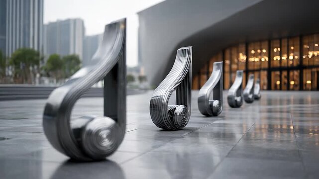 Avant-garde Art Sculptures in Modern City Architecture