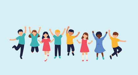 Joyful children celebrating happiness and friendship together in unity.