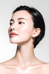 Minimal Beauty Portrait of a Woman with Glowing Smooth Skin