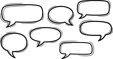 Obraz premium Set of vintage speech bubbles. Grunge texture text box frame, retro chat box, message box conversation template vector illustration design. 