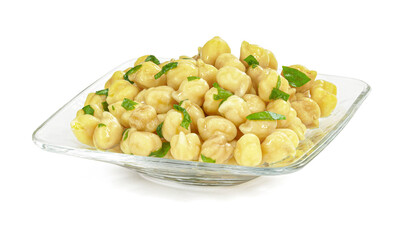 Gotowana ciecierzyca w szklanej miseczce