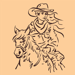 cowboy with a horse vector for illustration card decoration