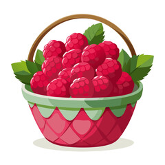 Basket of fresh raspberries, ready for consumption