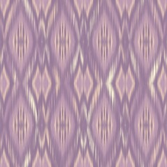 Dustwoven Twilight: Diamond Ikat Pattern in Purple, Beige, and Off-White Symmetry