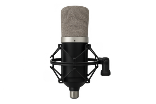 Studio condenser microphone capturing high-quality audio, ideal for podcasting, broadcasting, and professional vocal recording