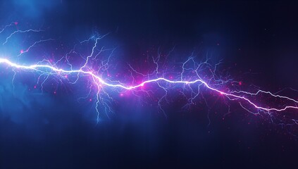 Surging lightning bolt pulsing across cosmic void, with branching tendrils and glowing particles