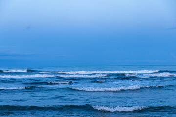 Fototapeta premium Morning surf, seascape. Tyrrhenian Sea, Italy, Viareggio.