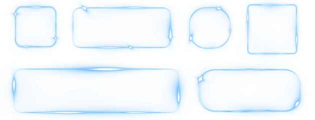 Fototapeta premium Png Neon Blue Glowing Frame Overlay PNG on transparent background