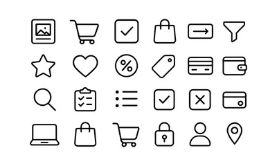 Hand drawn e commerce icons set for online shopping