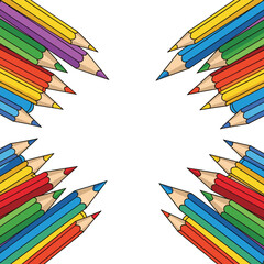 Fototapeta premium Colorful Pencils Arranged in Corners for Creative Design.