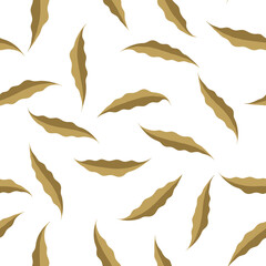 Seamless Pattern of Falling Autumn Leaves on White Background.