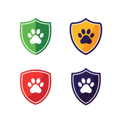 Shields with Paw Prints - Animal Protection and Security Concepts.