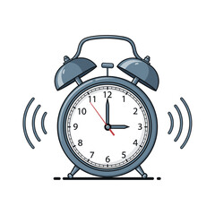 Ringing Alarm Clock Illustration with Classic Design and Bell Top.