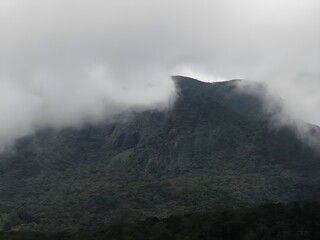 Misty Mountain Landscape of Pidurutalagala from Moon Plains, Nuwara Eliya, Sri Lanka