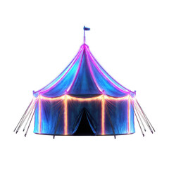 Neon Circus Tent on Black Background