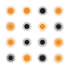 Collection of Sun Icons in Various Styles and Colors.
