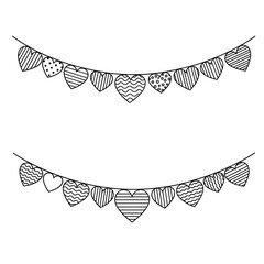 Heart-shaped bunting decorations for Valentines Day celebrations.
