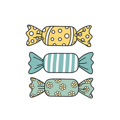Colorful Candy Collection - Whimsical Treats with Unique Patterns.