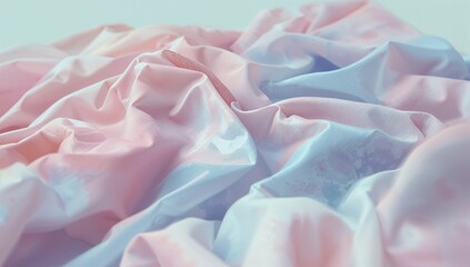 Featuring crumpled pastel gradient fabric sheet in studio, highlighting smooth glossy texture