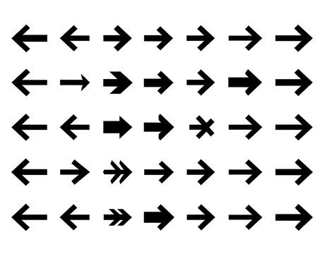 Grid of black arrows pointing in varying directions, including left, right, forward, and with different styles