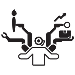 AI assistant support service multifunction artificial intelligence logo single icons